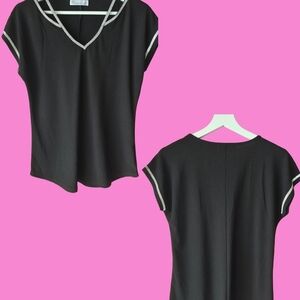 Black V-Neck Women's Top